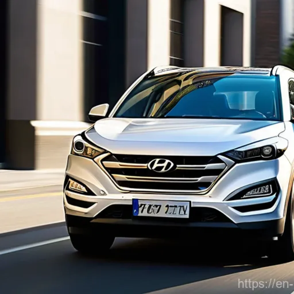 현대 투싼의 장기 시승기 - **Urban Family Commute: Smooth Operator**
    "A realistic, cinematic shot of a modern 2025 Hyundai ...