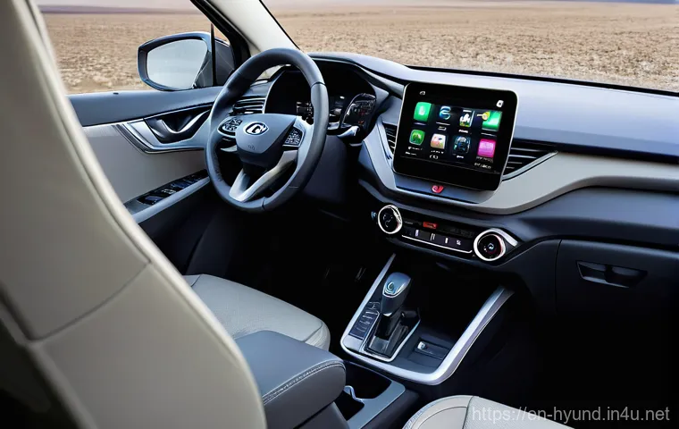 현대 투싼의 장기 시승기 - **Urban Family Commute: Smooth Operator**
    "A realistic, cinematic shot of a modern 2025 Hyundai ...