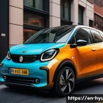 Home 22 현대 캐스퍼와 기아 레이 비교 - A dynamic urban scene featuring two compact city cars parked side by side on a bustling metropolitan...