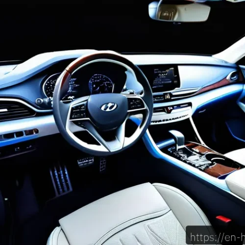 Home 33 현대 그랜저의 고급 사양 트림 - A luxurious car interior showcasing the Hyundai Grandeur’s premium materials: genuine leather uphols...